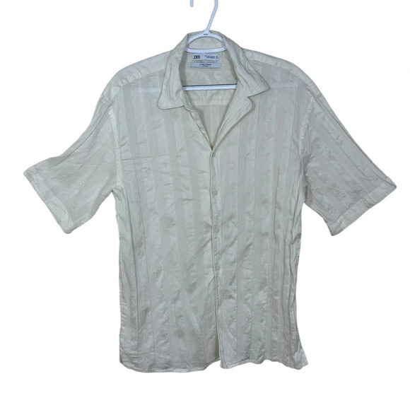Zara Javier Medina artesano camo collar shirt size large - Picture 1 of 4
